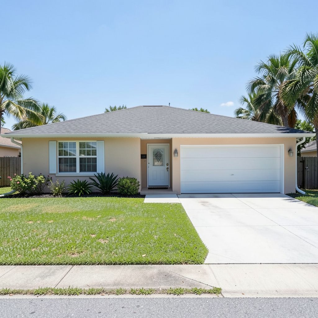 Residential roof washing service transforming a West Palm Beach home's exterior with a clean and well-maintained roof.