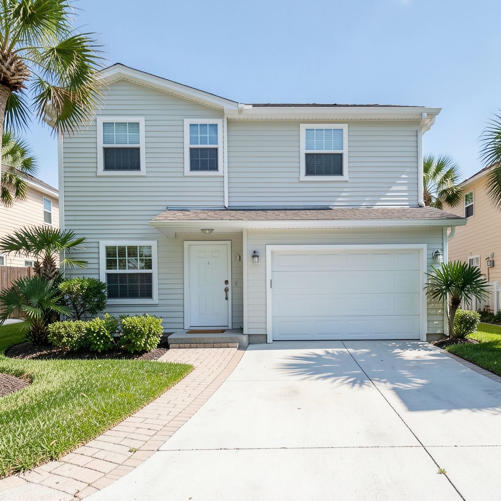 Residential power washing service in Delray Beach Florida with a two-story home exterior and driveway