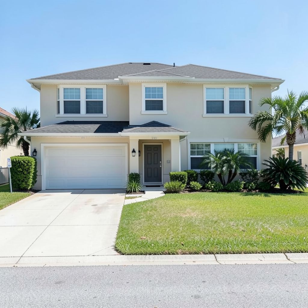 Residential roof washing service in Boynton Beach Florida enhancing exterior curb appeal of a two-story home.