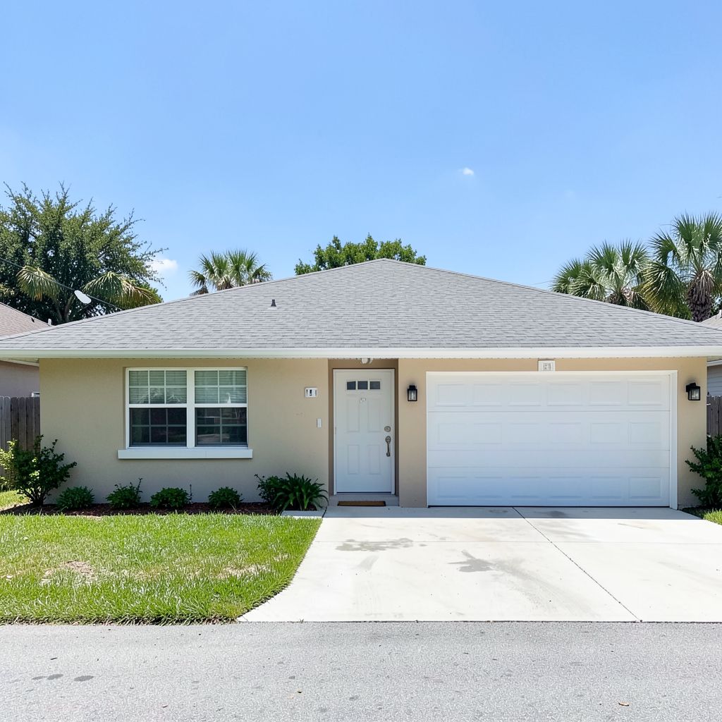 Roof washing service performed on a single-story residential home in Delray Beach Florida with a clean roof and well-maintained exterior.